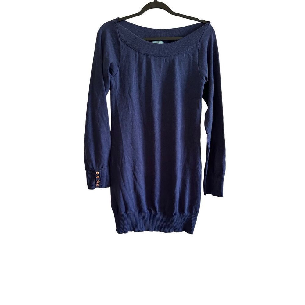 NWT Goddis Navy Blue Cotton Blend Knit Sweater/ Mini Dress, Size: Med/Small